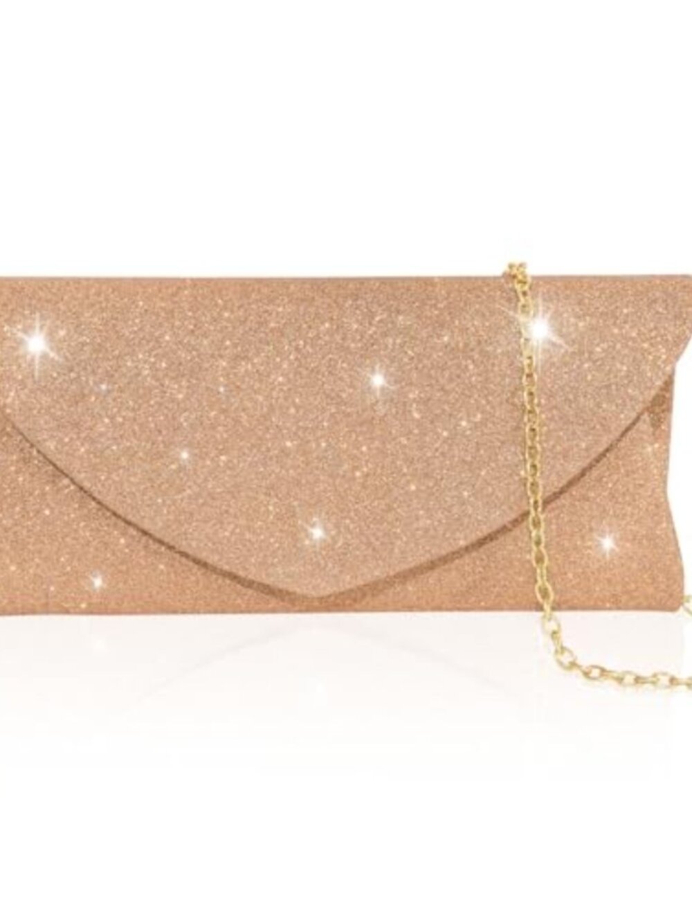Glitter Envelope Clutch Evening Bag with Chain Formal Wedding Prom
